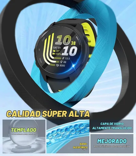 Vista 6 de Orzero - Protector de pantalla de vidrio templado compatible con Garmin Forerunner 70/170/170 Music/165/165 Music 1.677 in, protector de pantalla