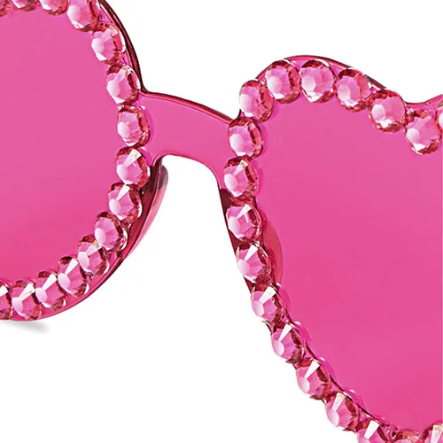 Vista 2 de Zando Gafas de sol con forma de corazón de diamantes de imitación para mujer, lentes de sol con forma de corazón con biseladas