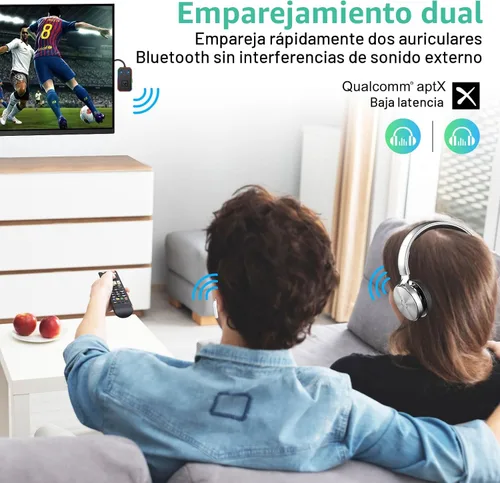 Vista 4 de Transmisor Bluetooth 5.4 Beeitzie Ultra Airplane 2026 – aptX LL baja latencia, soporta 2 auriculares simultáneamente – Adaptador de audio