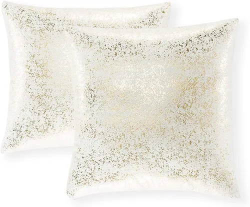 Vista 45 de Xinrjojo Juego de 2 almohadas brillantes en negro y dorado, almohadas suaves y brillantes decorativas, juego de fundas de almohada cuadradas negras