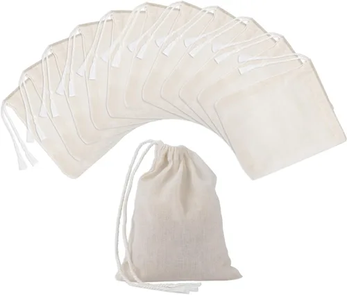Vista 8 de Pangda 100 bolsas de muselina de algodón con cordón de 4 x 6 pulgadas, lona de muselina de lino, bolsa de regalo de joyería para fiestas