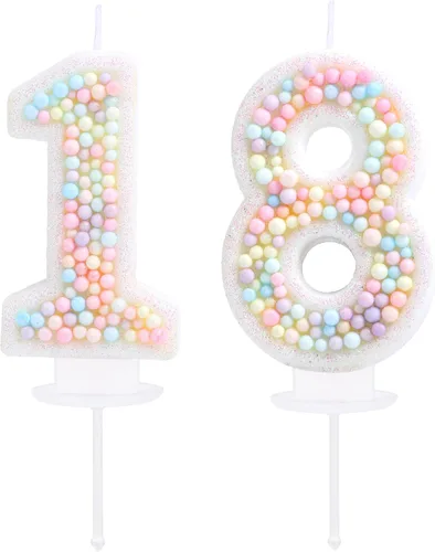 Vista 10 de Vela de Cumpleaños Número 0 Macarrón con Purpurina 3D Número 0 Vela Adorno para Pastel para Cumpleaños Boda Aniversario Fiesta Temática Dulce Pastel