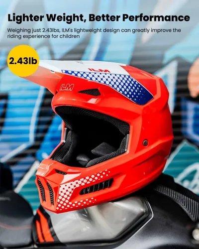 Vista 3 de ILM Cascos de Motocicleta Todoterreno para Jóvenes Niños Casco ATV Motocross BMX Fuera de Carretera con Gafas Guantes Máscara DOT Modelo MT601Y