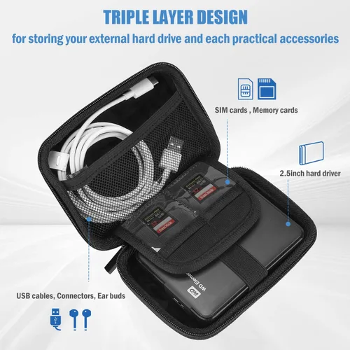 Vista 3 de ProCase Funda para disco duro para Canvio Basics Western Digital WD Elements My Passport Seagate Backup Plus Slim 1TB 2TB 3TB 4TB USB 3.0, 2.5