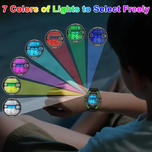 Vista 2 de Kids Digital Watch for Boys Girls, Waterproof LED Colorful Lights Sports Watch Suitable for 5-17 Years Old Teenagers (with Gift Box)