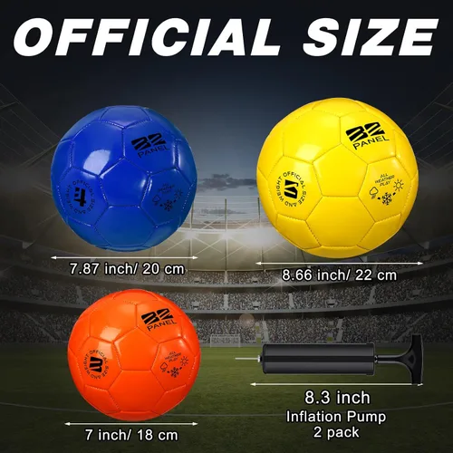 Vista 2 de 6 pelotas de fútbol con bomba de inflado, tamaño a granel, 5/4/3, pelotas de fútbol desinfladas, regalo para jóvenes y adultos, práctica