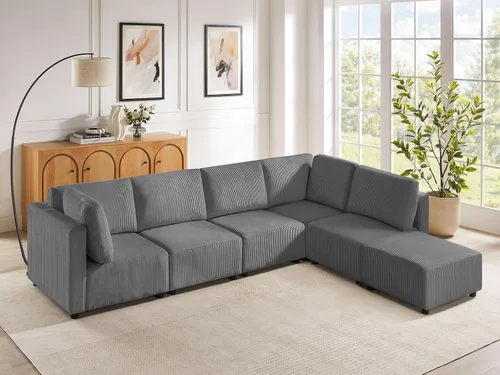 Vista 9 de Sofá biplaza de 66.9 pulgadas, sofá cama modular convertible de 2 plazas de pana, moderno juego de sofá combinado gratuito para sala de estar y Beige