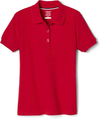 Vista 12 de French Toast Girls' Plus Sized Short Sleeve Polo with Picot Collar Azul marino