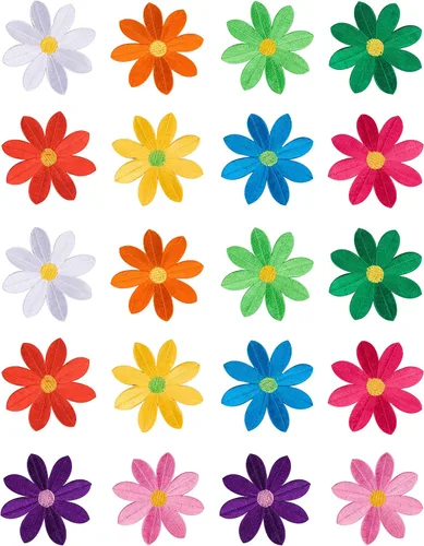 Vista 12 de 20 piezas de 2.7 pulgadas de margaritas grandes de hierro bordados con apliques florales para ropa, cortina, almohada, manta, adornos, zapatos