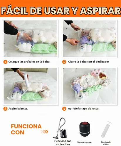 Vista 3 de Bolsas de almacenamiento al vacío para mudanzas, bolsas de sellado al vacío para espuma viscoelástica, látex, ropa y ropa de cama, bolsas