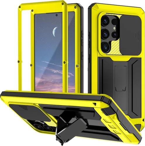 Vista 15 de Funda de metal compatible con Samsung Galaxy S23, funda de metal resistente de grado militar, funda protectora de cuerpo completo con soporte