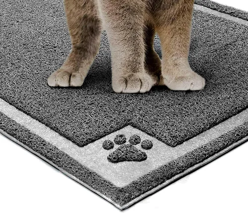 Vista 3 de PetLike Tapete de arena para gatos, tapete grueso para atrapar arena, duradero, impermeable, tapete lavable con respaldo antideslizante, suave