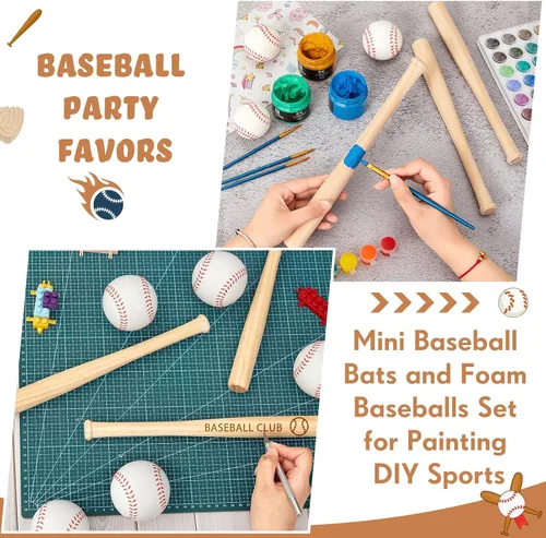 Vista 4 de Libima Small Wooden Baseball Bats with 2 Inch Foam Baseballs