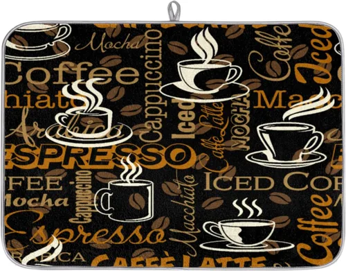 Vista 9 de Tapete de secado de platos de cielo estrellado para cocina, tapete de café, absorbente de agua, resistente al calor, tapete de microfibra
