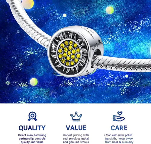 Vista 3 de Abalorios de plata de ley 925 para pulseras y collares, pulseras solares con dije de estrella de mar y estrella, conchas de estrella de mar