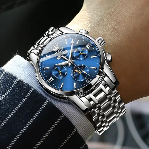 Vista 51 de OLEVS Relojes automáticos para hombre, esqueleto mecánico, de lujo, a la moda, reloj de pulsera luminoso impermeable