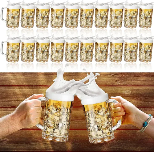 Vista 7 de Mifoci - 20 tazas de cerveza de plástico de 16 onzas con asas para fiesta