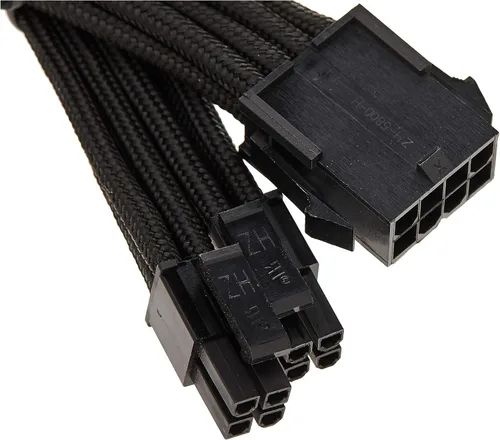 Vista 2 de Silverstone Tek Extensión de cable de alimentación con manga y 1 conector de 8 pines a PCI-E 8 Pines (PP07-PCIW), Negro