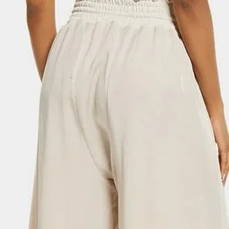 Vista 6 de Womens Wide Leg Pants High Waisted Casual Flowy Fall Loose Comfy Trousers Elastic Drawstring Waist with Pockets