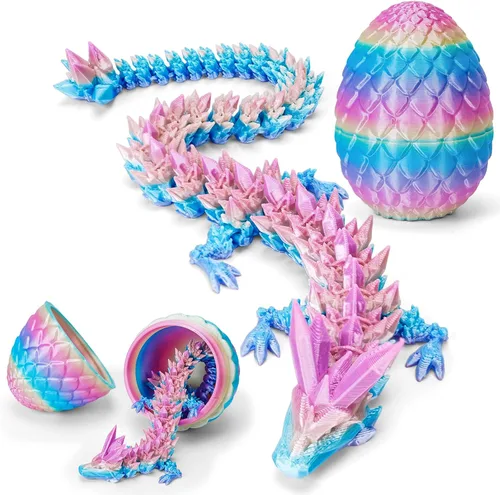 Vista 8 de TBOLINE - Paquete con 4 huevos de dragón impresos en 3D, animales de cristal articulados, juguete para la ansiedad, autismo, TDAH, piezas míticas