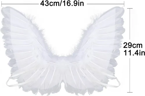 Vista 6 de BLUETOP Alas de ángel alas de cosplay enormes alas de ángel para adolescentes adultos sesión de fotos, Blanco