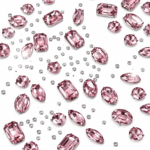 Vista 13 de WILLBOND 156 piezas de diamantes de imitación para coser con garra, diamantes de imitación de cristal con base plana, gemas con engaste de metal