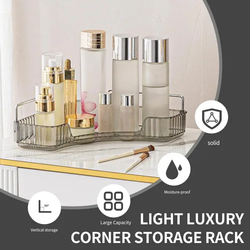 Vista 3 de YCIA&DONE Organizador de esquina para mostrador de baño, organizador de maquillaje para tocador, bandeja de perfumes cosméticos para el cuidado