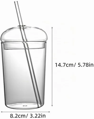 Vista 5 de DOITOOL Vasos de vidrio con tapa y pajilla, taza de café helado transparente de 16 onzas, vaso Matcha reutilizable para jugo de batido, vasos