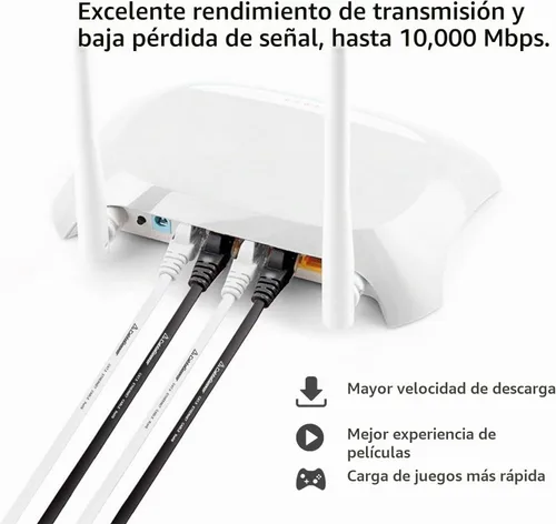 Vista 7 de Cable blindado Cat 7 para conexión de Ethernet (cable de la más alta velocidad), plano, tiene un conector RJ45 a prueba de enganche, para módem
