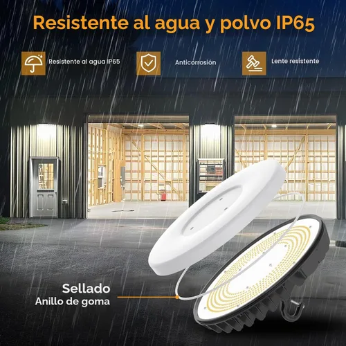 Vista 6 de Smart Shop Lights 150W - Sensor de movimiento Micware 18000LM UFO LED alta luz de bahía con control remoto multifunción, 10% -100% regulable IP65