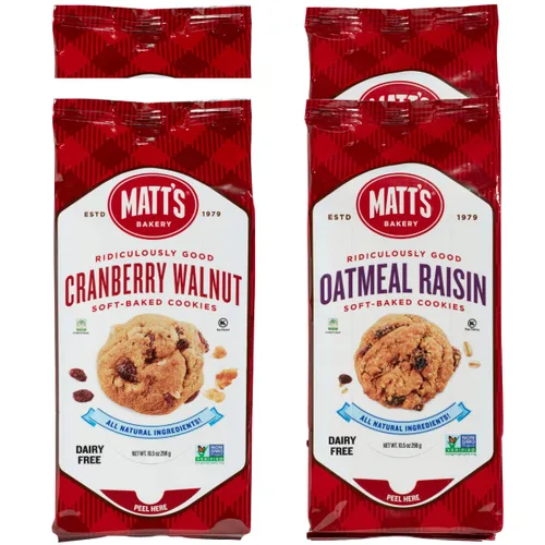 Vista 6 de Matt's Bakery Galletas con chispas de chocolate, horneadas suaves, sin OMG, ingredientes totalmente naturales; 4 bolsas (10.5 onzas cada una)