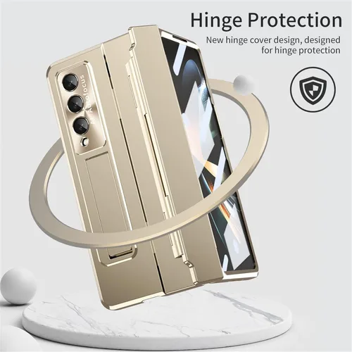 Vista 2 de Funda para Samsung Galaxy Z Fold 4 con protección de bisagra plana, funda delgada para teléfono de PC todo incluido, protector de pantalla