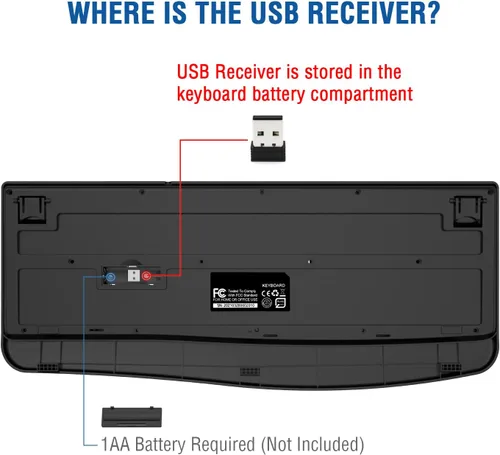 Vista 5 de EDJO Teclado inalámbrico, 2.4G ergonómico de tamaño completo, teclado inalámbrico de computadora con reposamuñecas para Windows, Mac