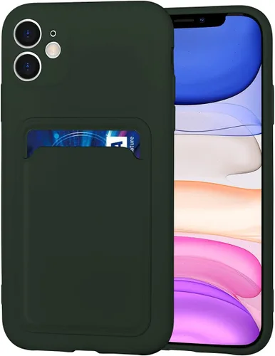 Vista 8 de Funda de silicona compatible con iPhone 11 de 6.1 pulgadas, funda protectora que absorbe los golpes con soporte para tarjetas, funda delgada suave