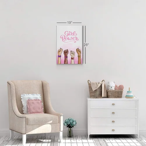 Vista 5 de Smile Art Design Girl Power Cita, Diversity Kids Gilrs, impresión de lienzo blanco y negro, decoración de la habitación de los niños, decoración