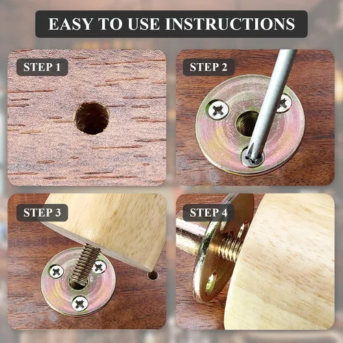 Vista 6 de 12 piezas Tuerca en T de base redonda, 1/4"-20 de acero al carbono con placa de hierro, tuerca de rosca hembra para muebles, accesorios