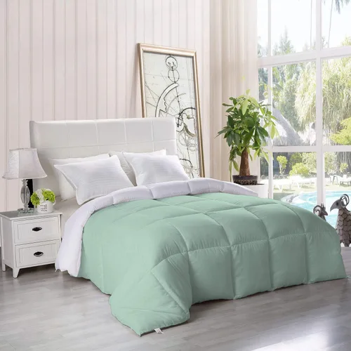 Vista 2 de BedDecor Edredón reversible de microfibra de alta calidad de 400 GSM, relleno de microfibra de 15.16 oz/m², 600 hilos, 100% algodón egipcio sólido
