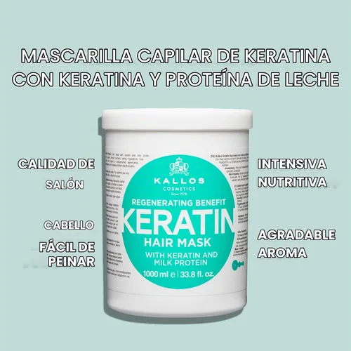 Vista 3 de Kallos Cosmetics Mascarilla de queratina para el cuidado del cabello para sequedad 33.38 fl oz