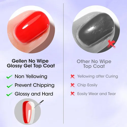Vista 7 de GELLEN - Base y capa superior de gel, juego de 2 esmaltes de uñas de gel, capa superior que no se limpia 12ml Base Coat & No Wipe Top Coat Set.
