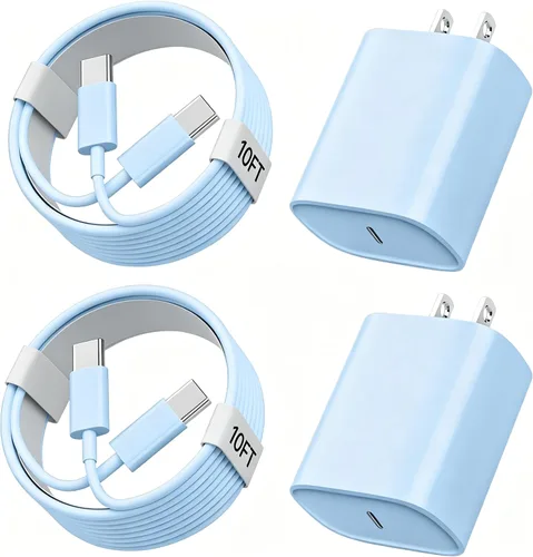 Vista 9 de Cargador para iPhone 17, 16, 15, carga rápida, cable de carga USB C de 10 pies de largo con bloque de carga rápida de teléfono tipo C de 20 W