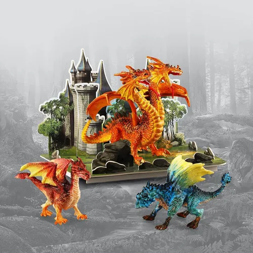 Vista 5 de Ferthor Fun Dragon Toys Kit de pintura de dragón, juego de manualidades para niños con juguete educativo de 13 colores para pintar tu propio regalo
