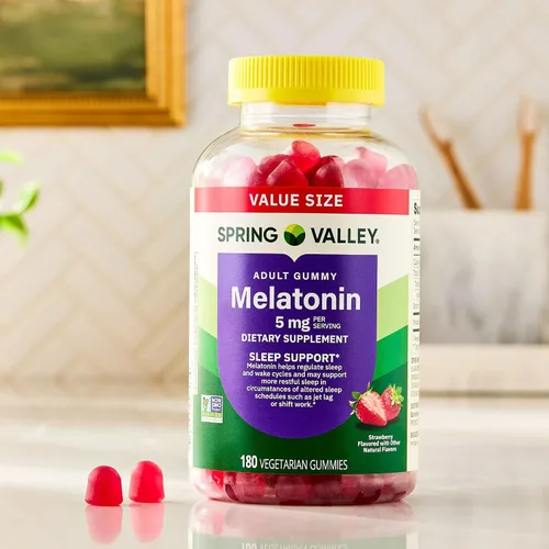 Vista 5 de SUREFECT Spring Valley - Gomitas de melatonina – 5 mg por porción, apoyo para dormir, sabor fresa, organizador de 60