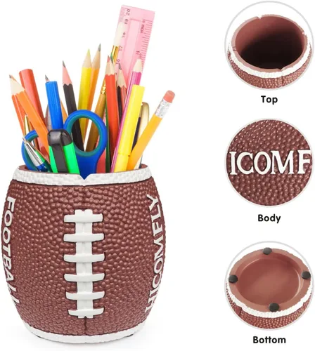Vista 2 de Soporte para bolígrafos para suministros de escritorio, organizador de artículos esenciales para lápices de fútbol para el hogar, accesorios