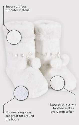 Vista 4 de PajamaGram - Zapatillas para mujer con forro polar, pantuflas abotinadas