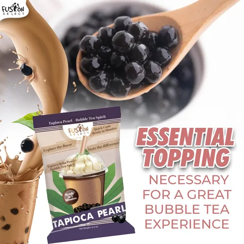 Vista 3 de Fusion Select Tapioca Pearl - Tapioca de cocción rápida con sabor a azúcar morena, Boba DIY para té de boba listo en 5 minutos, perlas de boba