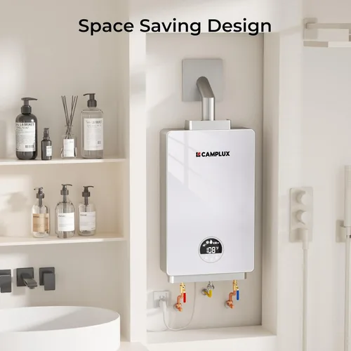 Vista 7 de CAMPLUX - Calentador de agua sin tanque de propano de 82,000 BTU, sistema de agua caliente instantánea de 3.18 GPM para toda la casa, uso de 2 a 3
