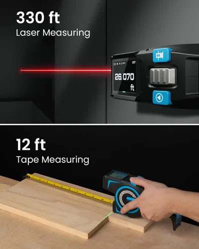 Vista 14 de ACEGMET Cinta métrica digital de 12 pies con medidor de distancia láser