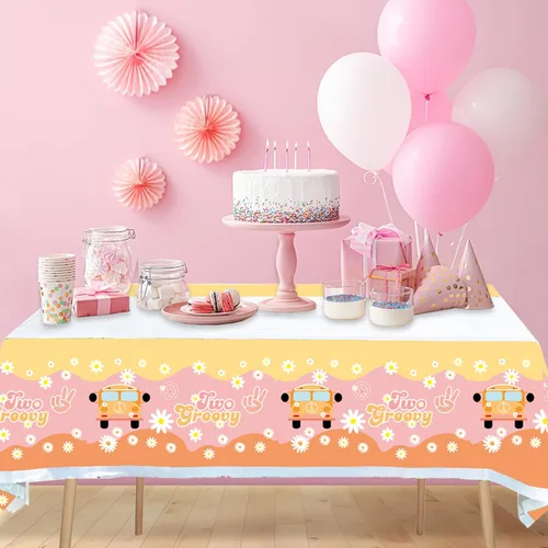 Vista 5 de Egami 2 manteles de fiesta geniales para decoración de fiesta, estilo retro, hippie, bohemio, 70 x 42 pulgadas, para suministros de cumpleaños