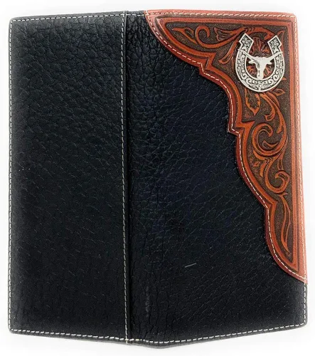Vista 3 de Western Premium - Cartera larga plegable de cuero genuino para hombre en 2