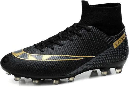 Vista 2 de MFSH Unisex-Cleats Soccer Shoes for Big Boy Fgag High-top Spikes Football Shoes for Younth Professional Training Turf Indoor Ankle Boots Athletic